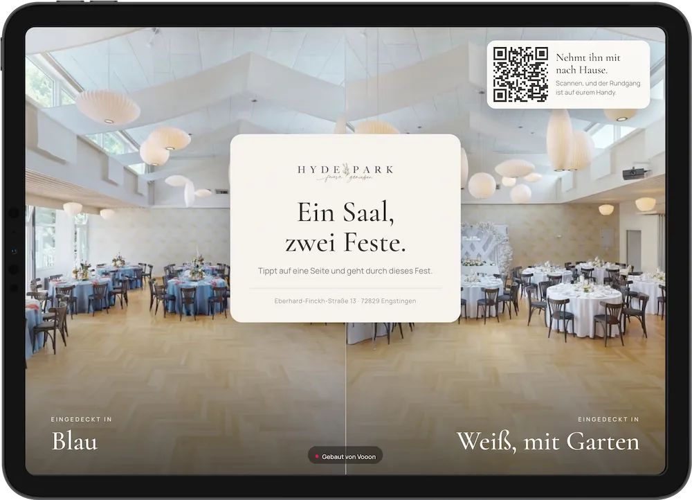 iPad mit der Hydepark-Präsentation für die Hochzeitsmesse